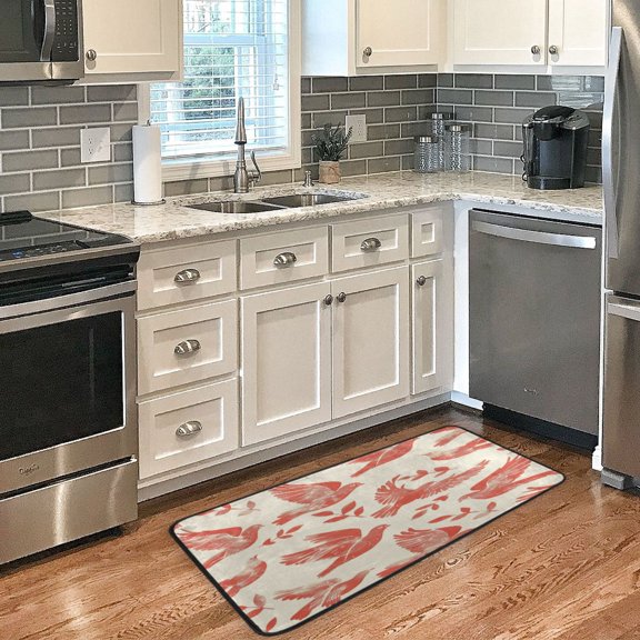 Long Floor Mat 39x20Inch Kitchen Mat Bathroom Mat Living Room Mat Bedroom Mat, Absorbent, Delicate Fabric, No Ball, Do Not Fade Red Dove