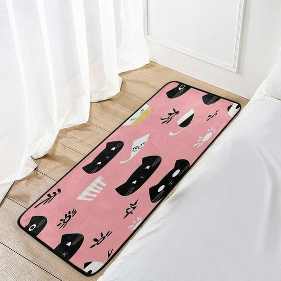Long Floor Mat Hallway Carpet 39x20inch Non-slip Entrance Carpet for Living Room Bedroom Kitchen Cats and Cat Cups