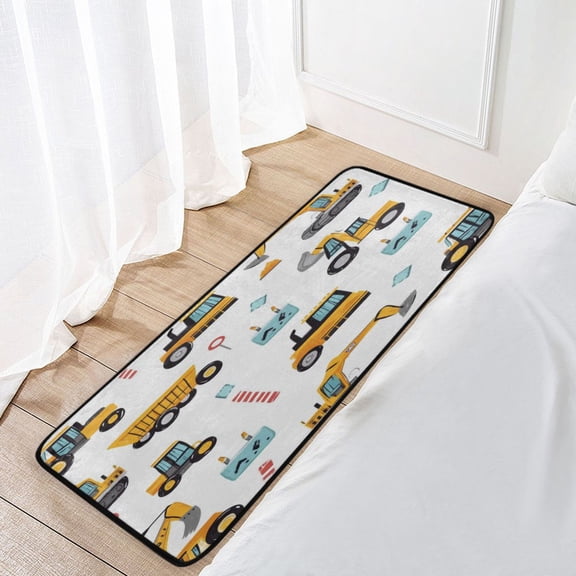 Long Floor Mat Hallway Carpet 39x20inch Non-slip Entrance Carpet for Living Room Bedroom Kitchen Construction Trucks and Excavators