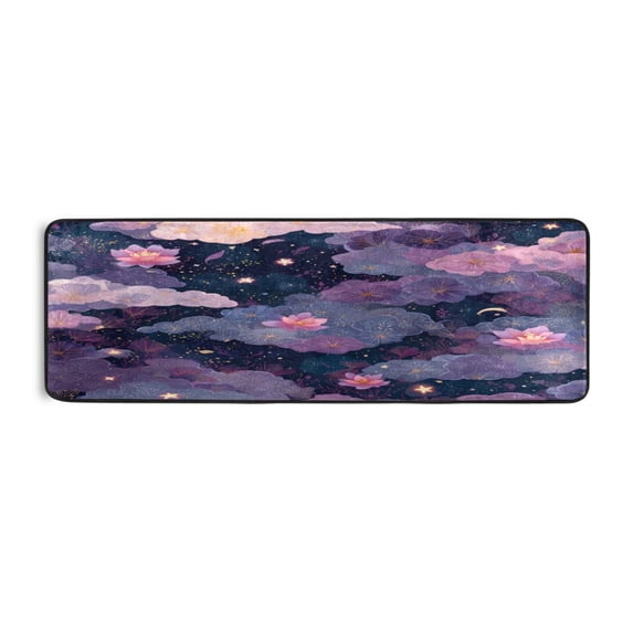 Long Floor Mat Hallway Carpet 72x24 Inch Area Carpet Non-slip Entrance Carpet Washable Door Mat Kitchen Bedroom Living Room Purple Beautiful Flowers