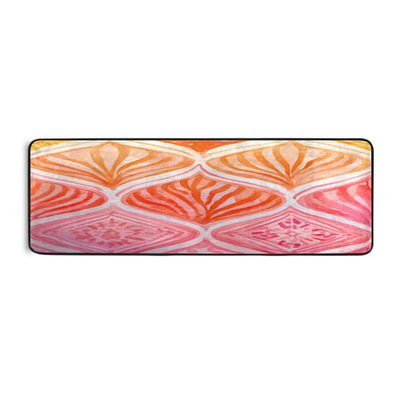 Long Floor Mat Hallway Carpet 72x24 Inch Area Carpet Non-slip Entrance Carpet Washable Door Mat Kitchen Bedroom Living Room Red Pattern