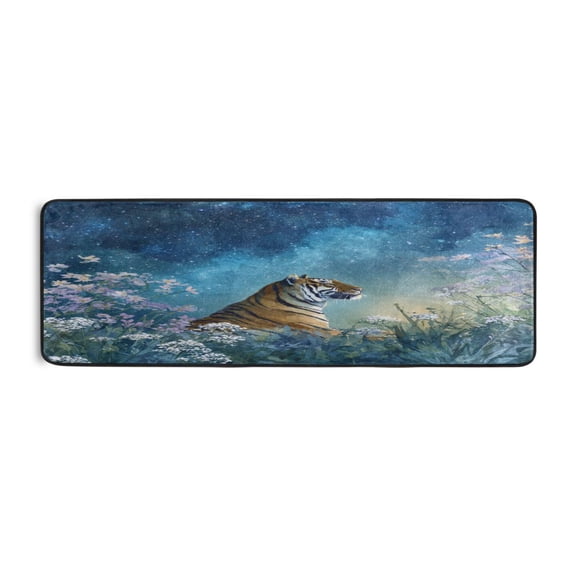 Long Floor Mat Hallway Carpet 72x24 Inch Area Carpet Non-slip Entrance Carpet Washable Door Mat Kitchen Bedroom Living Room Watercolor Beautiful Tiger