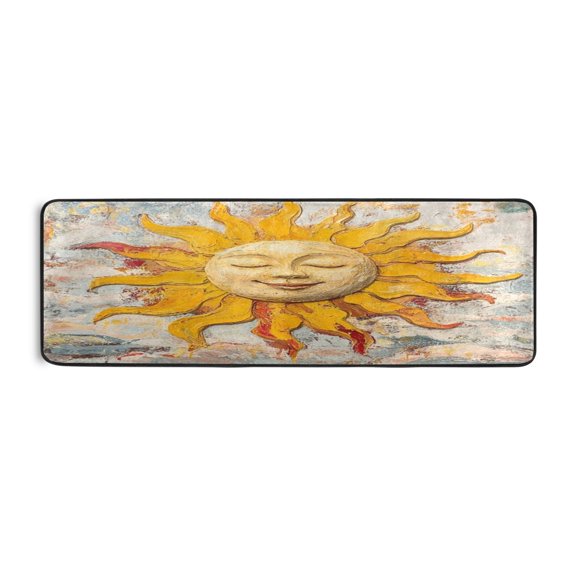 Long Floor Mat Hallway Carpet 72x24 Inch Area Carpet Non-slip Entrance Carpet Washable Door Mat Kitchen Bedroom Living Room Yellow Smiling Sun Pattern