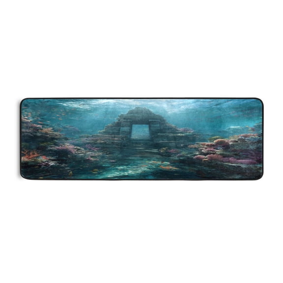 Long Floor Mat Runner Rug Hallway Carpet Door Mat Bedroom Floor Mat Living Room Floor Mat Durable and Anti-slip Ancient Temple Ice Castle