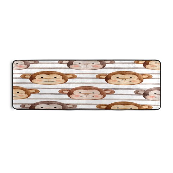 Long Floor Mat Runner Rug Hallway Carpet Door Mat Bedroom Floor Mat Living Room Floor Mat Durable and Anti-slip Cute Monkey Faces Backdrop