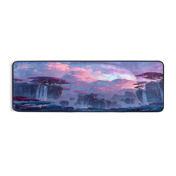Long Floor Mat Runner Rug Hallway Carpet Door Mat Bedroom Floor Mat Living Room Floor Mat Durable and Anti-slip Fantasy Floating Island Waterfalls