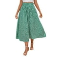 thumbnail image 1 of Long Flowy Skirts for Women Fashion Floral Printed Casual Drawstring Elastic Waist Skirt with Pocket Summer Beach Vacation Women's Skirts, 1 of 7