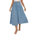 thumbnail image 1 of Long Flowy Skirts for Women Fashion Floral Printed Casual Drawstring Elastic Waist Skirt with Pocket Summer Beach Vacation Women's Skirts, 1 of 7