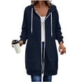 thumbnail image 1 of Long Full Zip Up Hoodie for Women with Pocket Oversized Sweatshirt Coat | Womens Plus Size Zipper Jacket Athletic Sweatshirts Soft Comfy Hoodies Fall Winter 2026 Clothing, Navy, XL, 1 of 6
