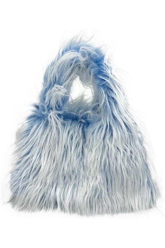 Long Fur Tote Bag for Women Hobo Fluffy Handbag Chain Plush Shoulder Bag Hobo Crossbody Handbag Fuzzy Purse In Winter