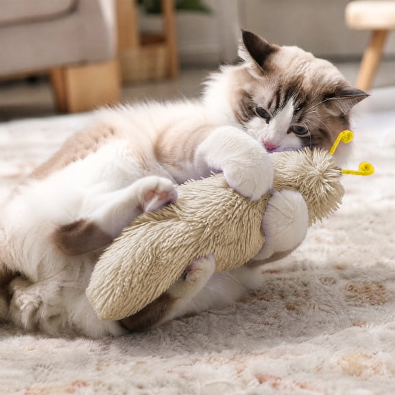Long Furry Pet Toy 36cm Straight Body, Kick Pillow Cuddling Scratching Play Toy for Indoor Cats, Soft Fleece Stress Relief Multiple Colors for Kittens Daily Interactive Fun