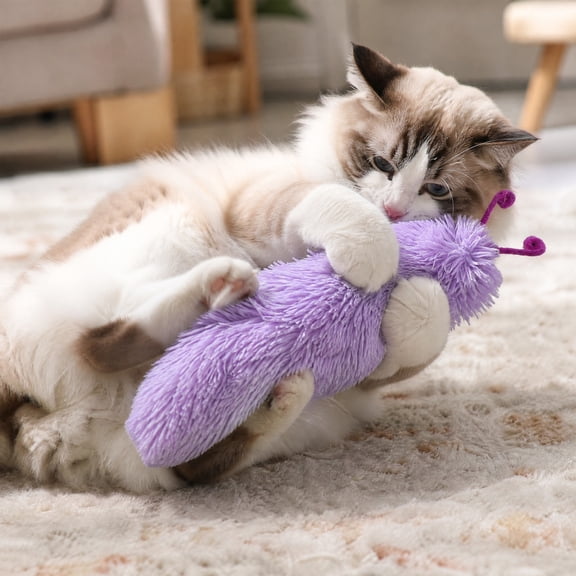 Long Furry Pet Toy 36cm Straight Body, Kick Pillow Cuddling Scratching Play Toy for Indoor Cats, Soft Fleece Stress Relief Multiple Colors for Kittens Daily Interactive Fun