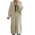 thumbnail image 1 of Long Fuzzy Cardigan for Women Oversized Open Front Solid Color Hooded Sweater Long Sleeve Soft Cozy Warm Trendy Coat, 1 of 4