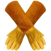 Long Garden Gloves for Women Man, Thorn Proof Rose Pruning Cowhide Leather Garden Gloves for Cactus, Rose and More - L