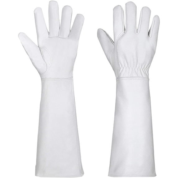 Long-Gardening-Gloves for Women/Men - Thorn Proof Cowhide Leather Rose/Blackberry Pruning Heavy