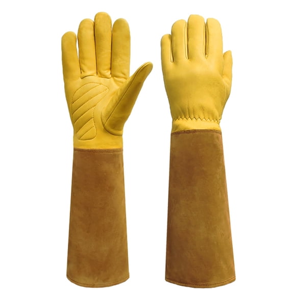 Long Gardening Gloves for Women Thorn Proof,Rose Pruning Cowhide Leather Garden Glove, Men Gloves for Welder Planting Daily Labor Protection