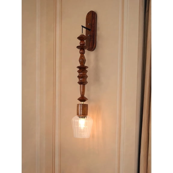 Long Geometric Wooden Bead Wall Lamp/Pendant Light