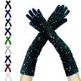 thumbnail image 1 of GPOECD Long Gloves Carnival Sleeve Glitter Shiny Details Party Evening Wear Mittens, 1 of 4