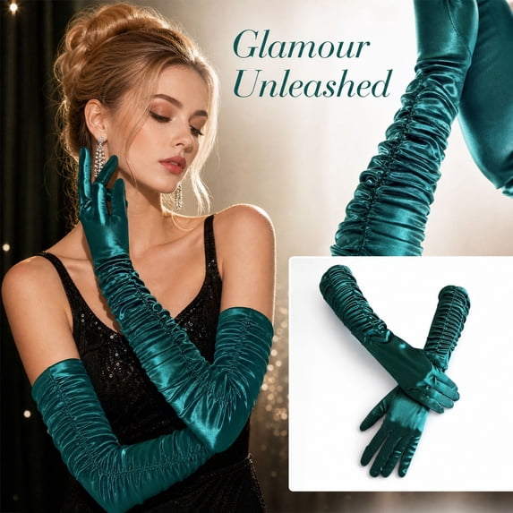 Long Gloves Costume Women Long Satin Opera Gloves Elbow Length