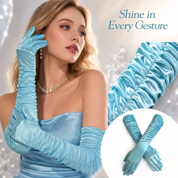 Long Gloves Costume Women Long Satin Opera Gloves Elbow Length