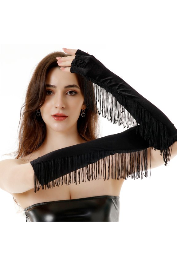 Long Gloves Stage Performers Fringed Gloves Halloween Costume Dress Up Gloves