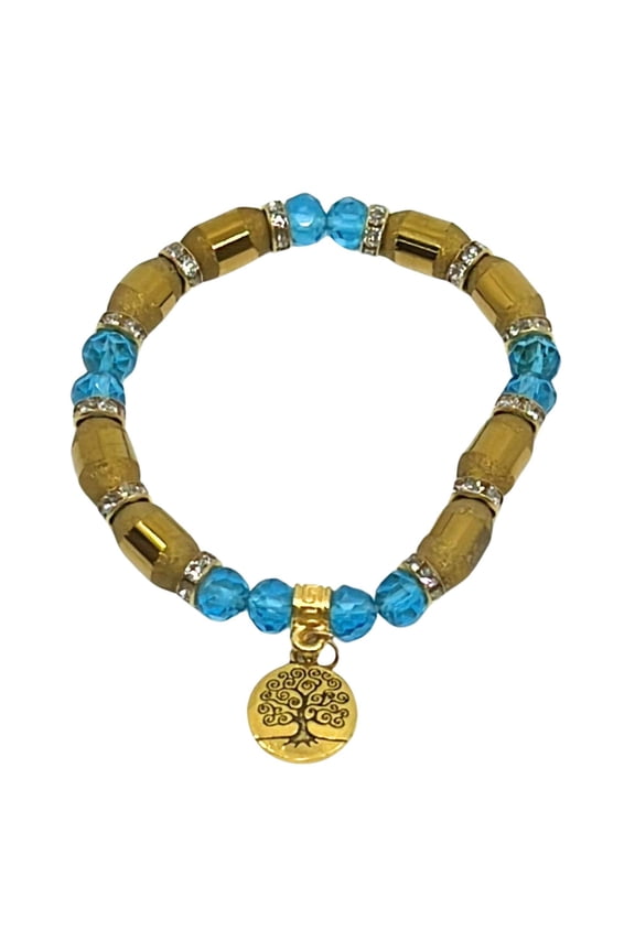 Long Gold Bead Touch with Colorful Beaded Bracelet: 1CT