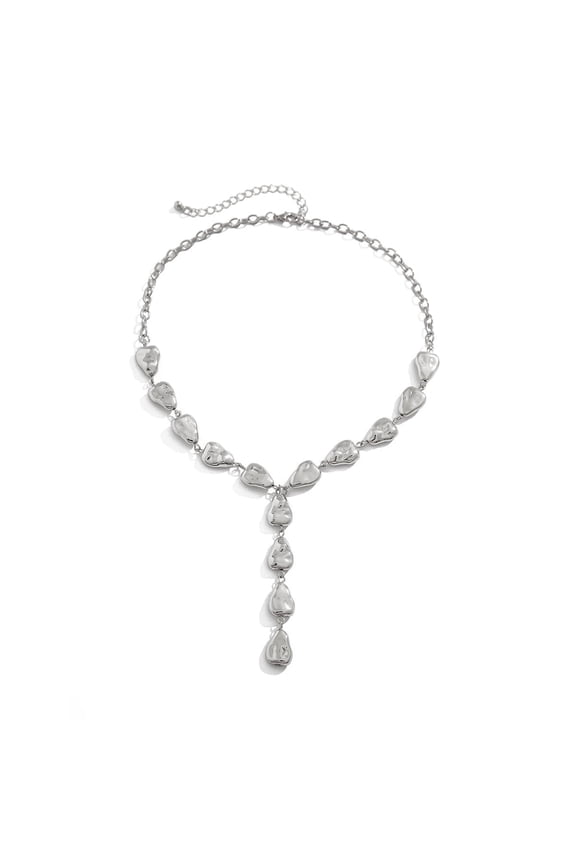 Long Gold Pendant Y Shape Lariat Necklace Statement for Women Trendy, 14K Gold Plated Big Baroque Shaped Style Long Necklace Waterdrop Beads Chain