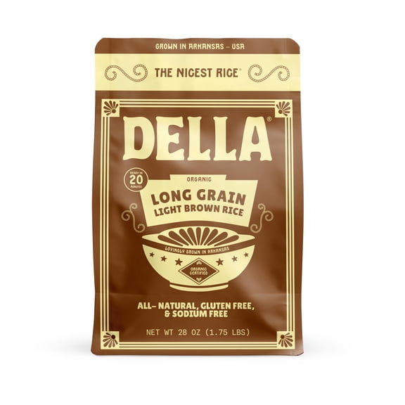 Della Long Grain Light Brown Rice  Organic, 28oz