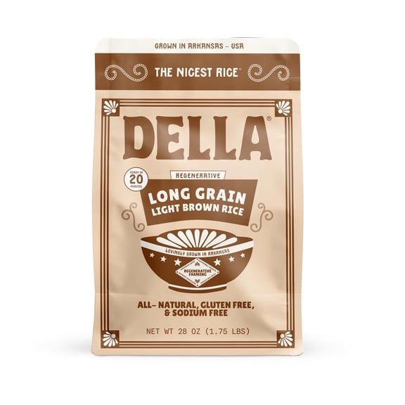 Della Long Grain Light Brown Rice  Regenerative, 28oz