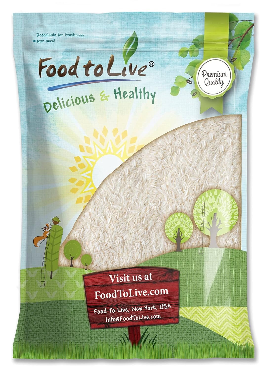 Long Grain White Rice, 10 Pounds — Kosher, Raw, Vegan — by Food to Live