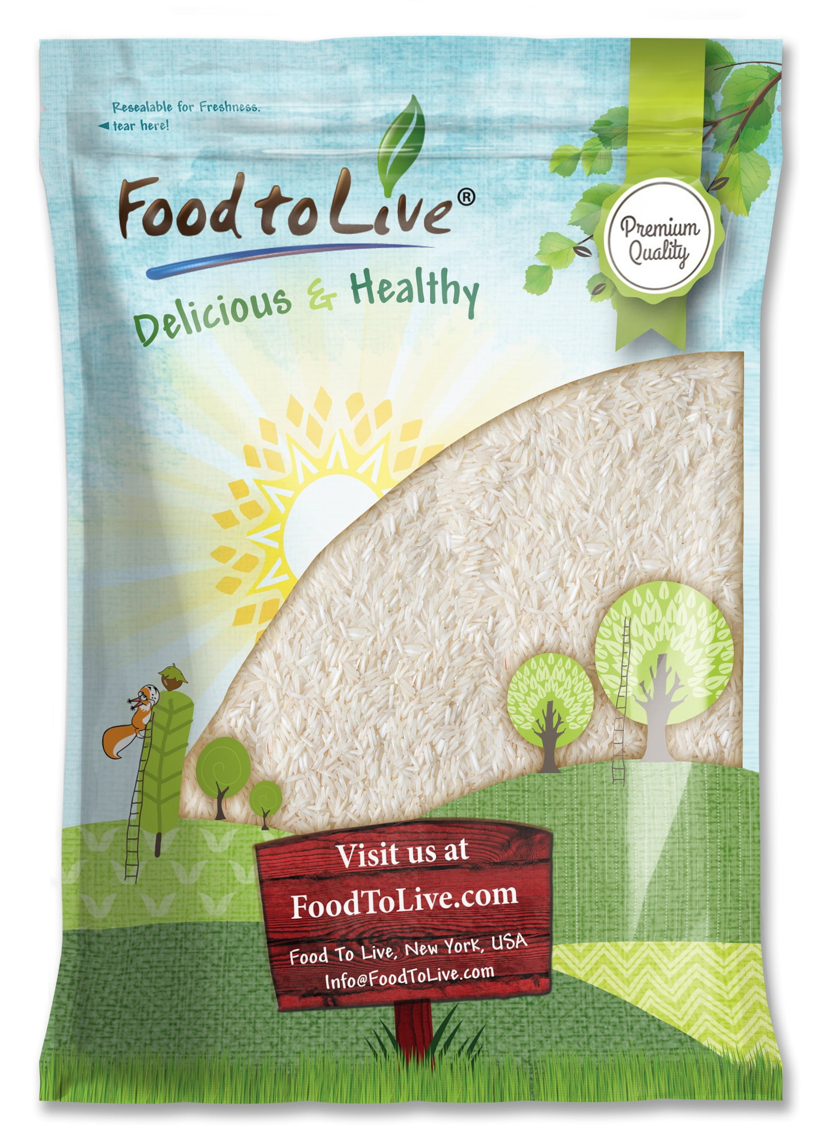 Long Grain White Rice, 12 Pounds — Kosher, Raw, Vegan — by Food to Live