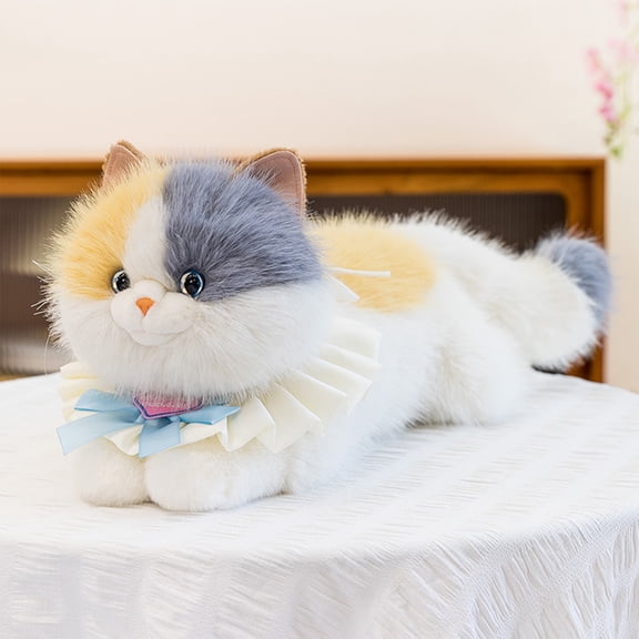 Long Hair Cat with Music Plush Doll Soft Realistic Kitten Stuffed Hugging Pillow for Cat Enthusiasts Home Living Room Decor 2026 New Arrival Toy Gray M