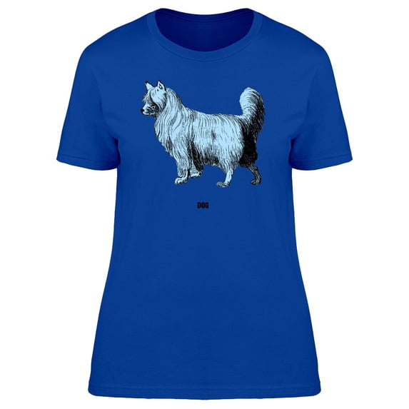 Long Hair Dog Blue Ink T-Shirt Women -Image by Shutterstock, Female Medium