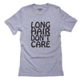 thumbnail image 1 of Long Hair Don't Care - Trendy Large Text Men's Grey T-Shirt, 1 of 2