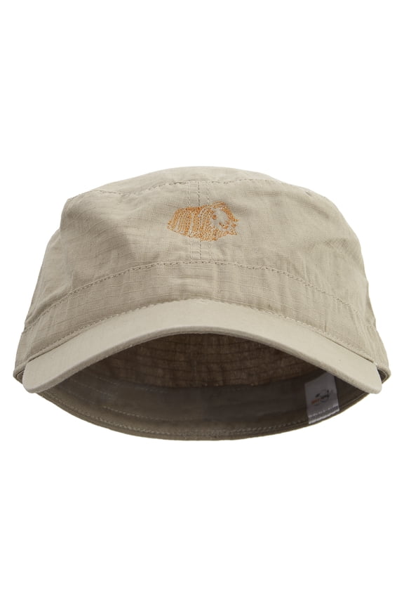 Long Hair Guinea Pig Embroidered Big Size Fitted Cotton Ripstop Military Army Cap - Khaki 8