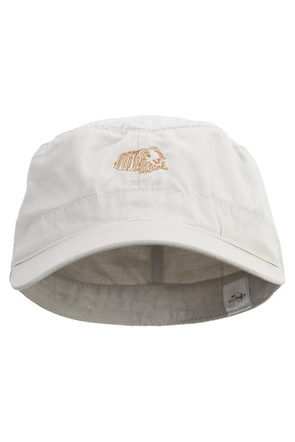 Long Hair Guinea Pig Embroidered Big Size Fitted Cotton Ripstop Military Army Cap - Stone 8/1/2004