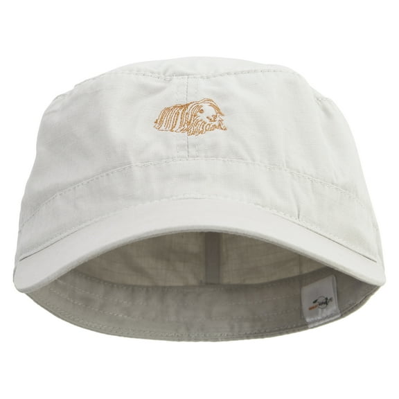 Long Hair Guinea Pig Embroidered Big Size Fitted Cotton Ripstop Military Army Cap - Stone 8