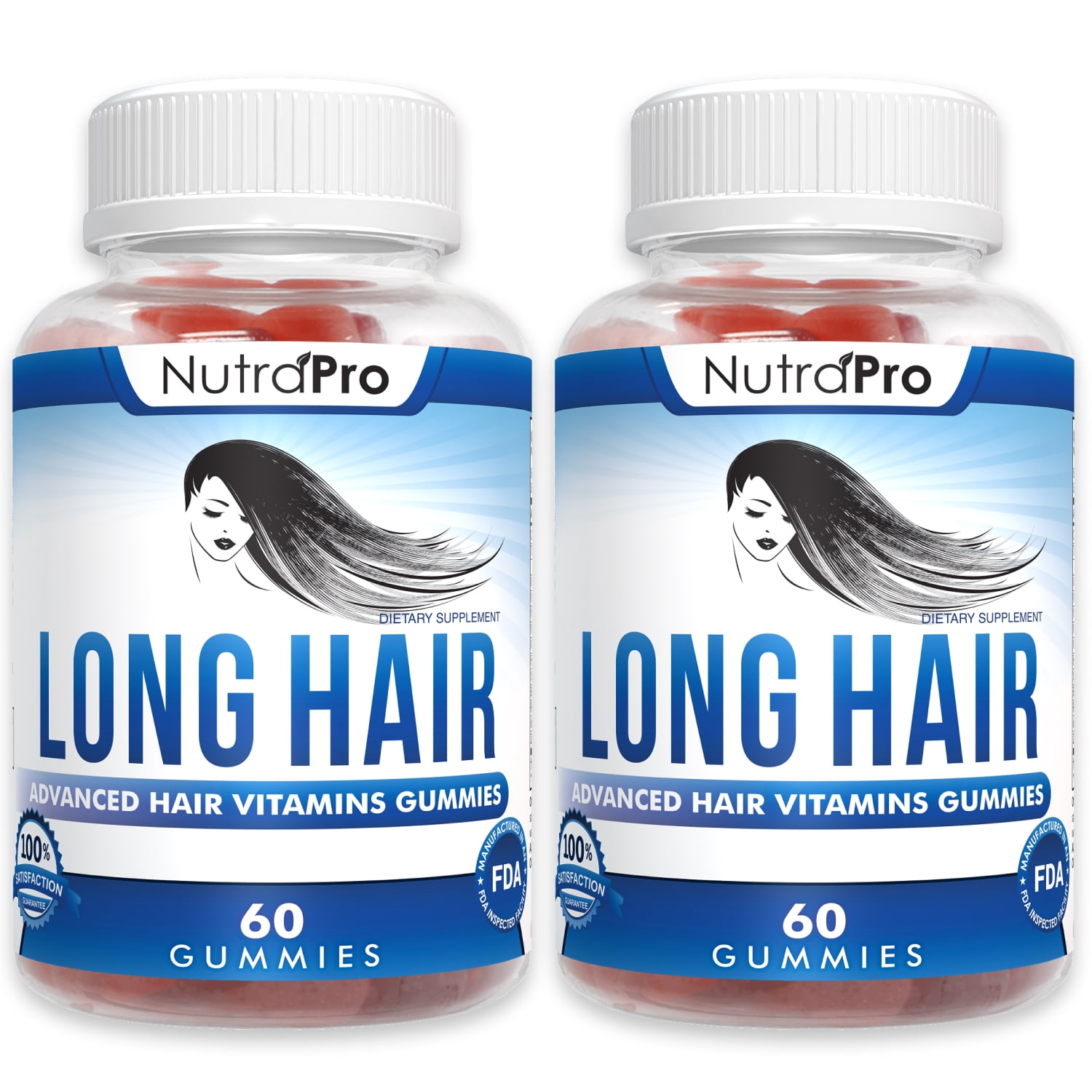Long Hair Gummies – Anti-Hair Loss Supplement for Faster Hair Growth of Weak, Thinning Hair – Grow Long Thick Hair & with Biotin and 10 Hair Vitamins. (Twin Pack).