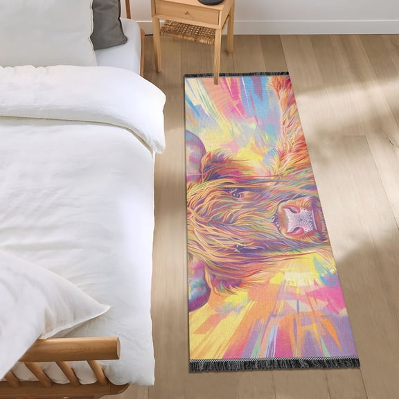 Long Hair Highland Cow Cattle Runner Area Rug 2x6 Soft Non-Slip Washable Bedside Carpet for Hallway Bedroom Living Room Home Decor
