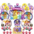 thumbnail image 1 of Long Hair Princess Party Supplies Balloons Cake Topper Birthday Set Decorations Kit Fans, 1 of 7