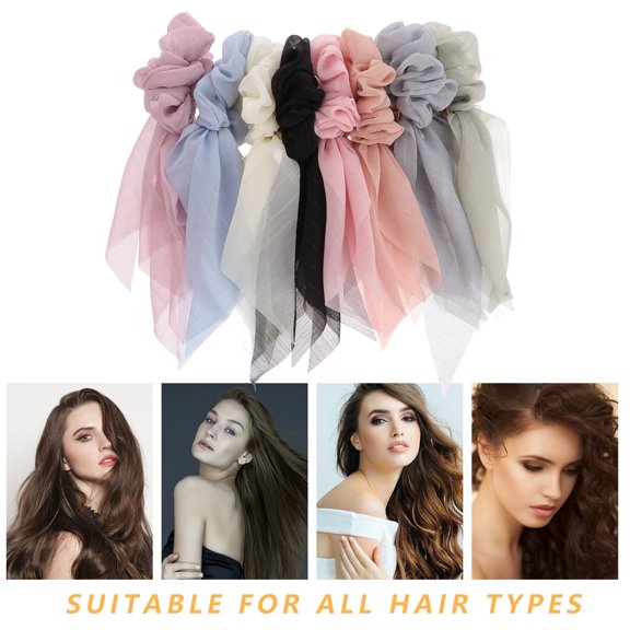 Supvox 8Pcs Elastic Hair Rope with Buckle Assorted Colors Long Hair Tie for Everyday Wear