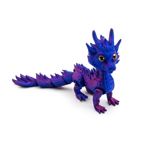 Long Haired 3D Printed Dragon Home Office Movable Joint Dragon Model Multi-color Gradient Dragon Action Figure Desktop Ornament