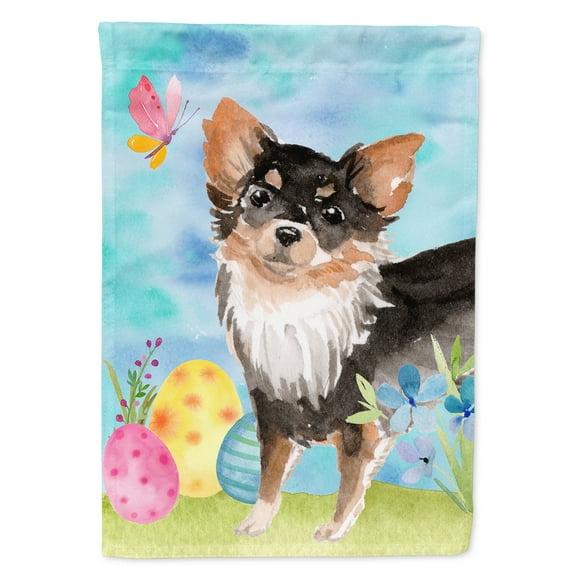 Long Haired Chihuahua Easter House Flag