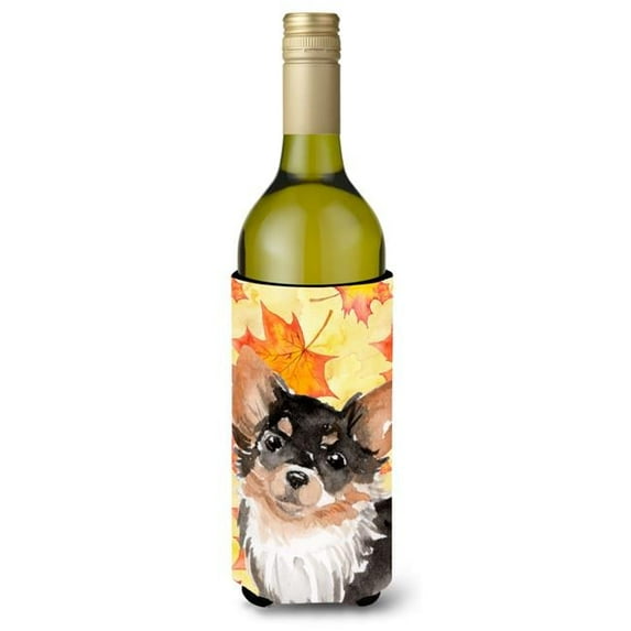 Long Haired Chihuahua Fall Wine Bottle Beverge Insulator Hugger