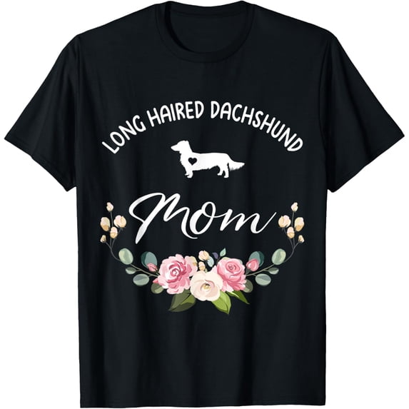 Long Haired Dachshund Dog Mom Silhouette Mother's Day T-Shirt