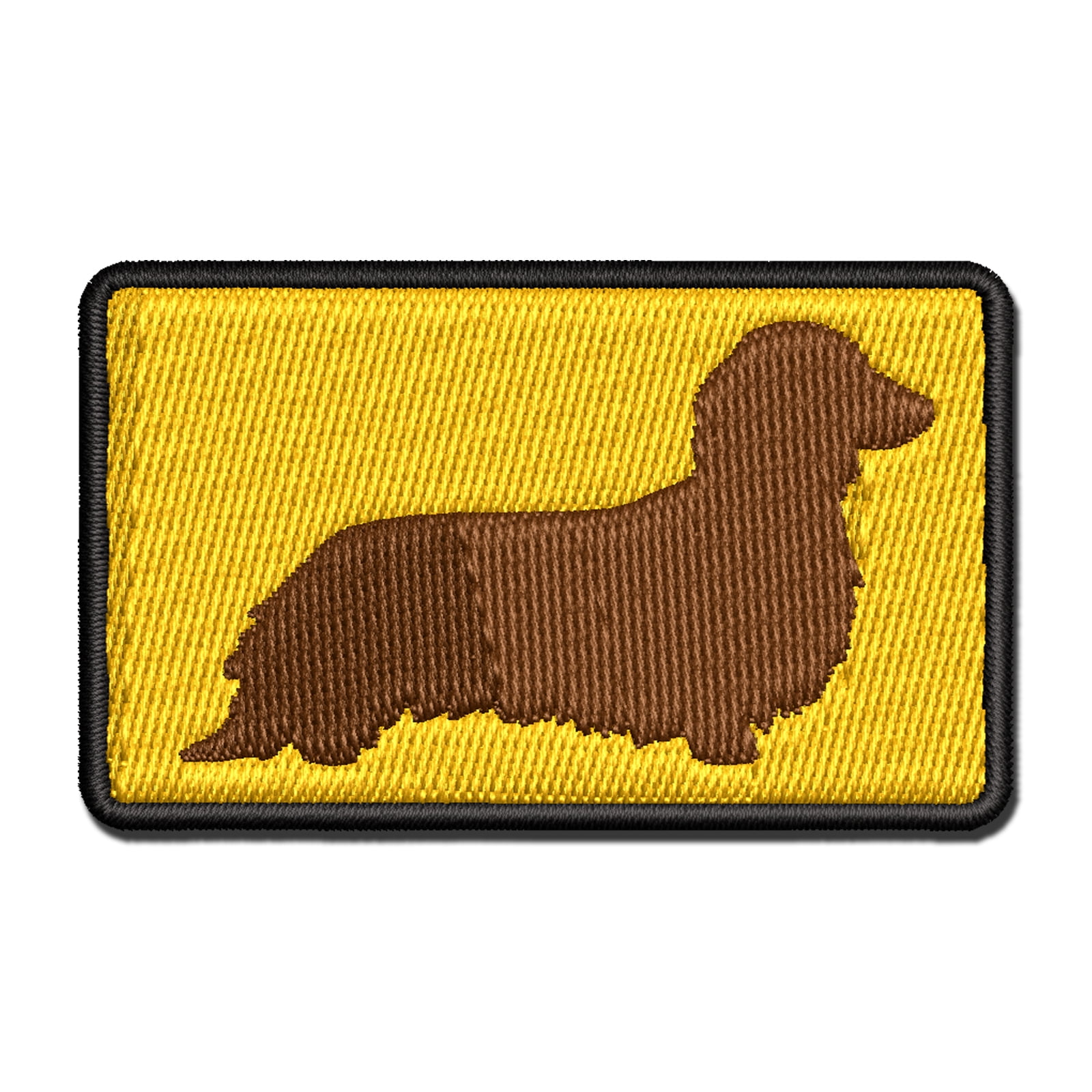 Long Haired Dachshund Dog Solid Applique Multi Color Embroidered Hook Loop Patch 2.5 Inch Small Walmart Business Supplies