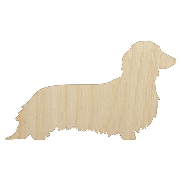 Long Haired Dachshund Dog Solid Wood Shape Unfinished Piece Cutout Craft DIY Projects - 4.70 Inch Size - 1/8 Inch Thick