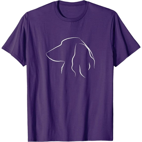Long Haired Dachshund Line Art Wiener Dog Doxie Mom Dad Unisex T-Shirt for Men Women Kids Toddler,Purple Color,Size YXL