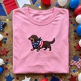 thumbnail image 1 of Long Haired Dachshund Patriotic Shirt, Embroidered Doxie American Flag T-Shirt, 4th of July Wiener Dog, Dachshund Mom Tee, 1 of 2