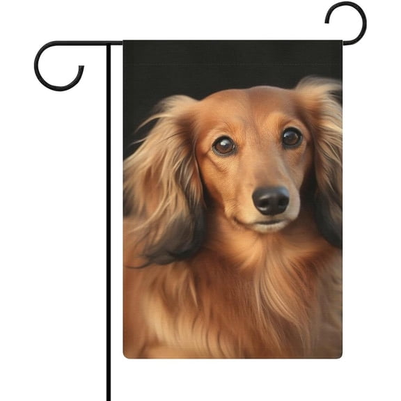 Long Haired Dachshund Summer Garden Flags 12x18 Inch Double Sided Yard Flags for Outside Small Burlap Outdoor Flag Personalized House Flag Welcome Holiday Seasonal Farmhouse Decoration